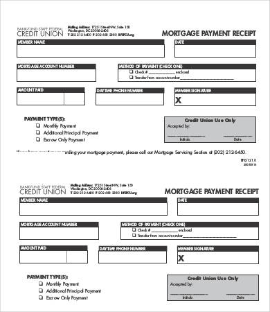 mortgage payment receipt
