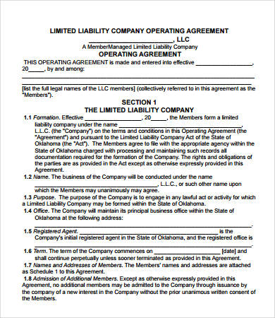 Sample Operating Agreement - 12+ Free PDF,Google Docs, Apple Pages ...