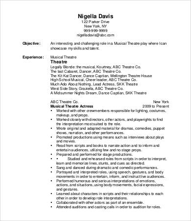 youth theater resume template