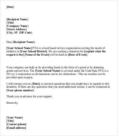 sample local donation request letter 