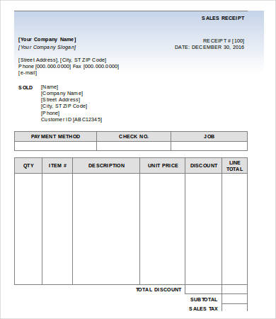 microsoft word receipt template free download