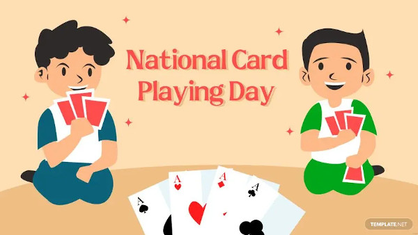 national card playing day cartoon background