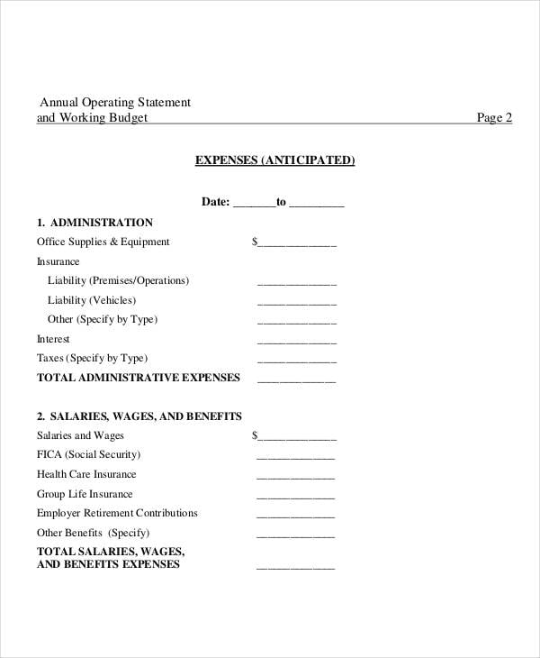 Operating Budget Template 12+ Free PDF, Word Documents Download