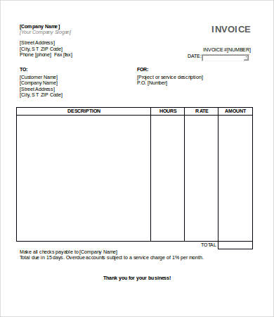 generic invoice professional services