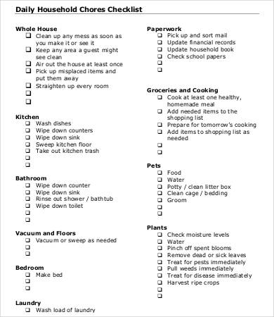 Chore Checklist Template - 8+ Free Word, PDF Documents Download | Free