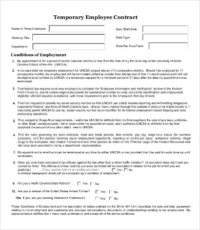 temporary employee contract template