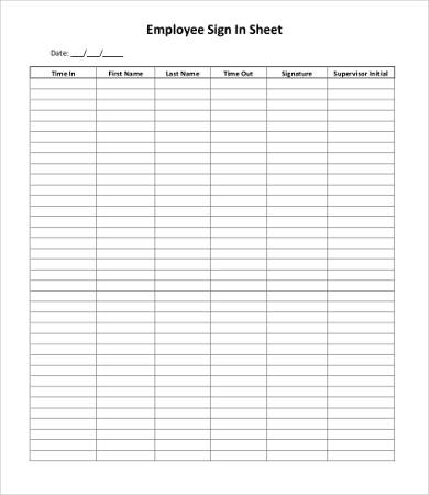 daily employee sign in sheet template