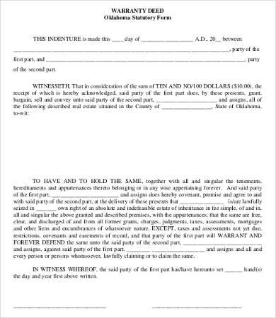 warranty deed statutory form