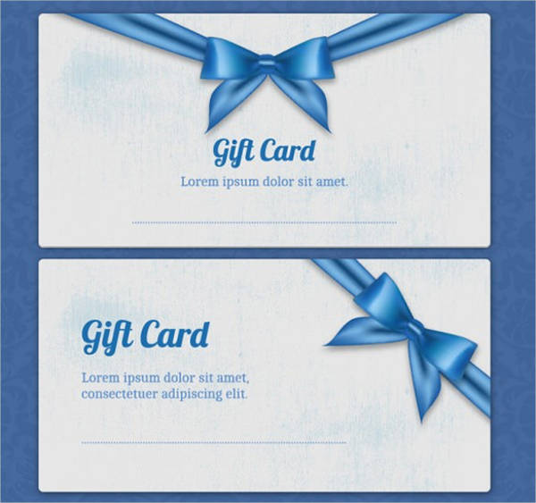 gift card template with blue ribbon