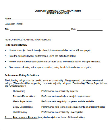 Performance Evaluation Form - 10+ Free Word, PDF Documents Download