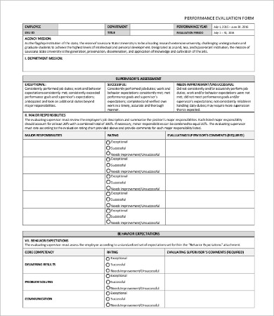 Performance Evaluation Form - 10+ Free Word, PDF Documents Download