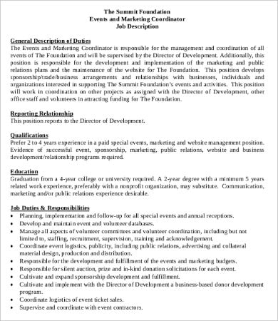 marketing coordinator job description