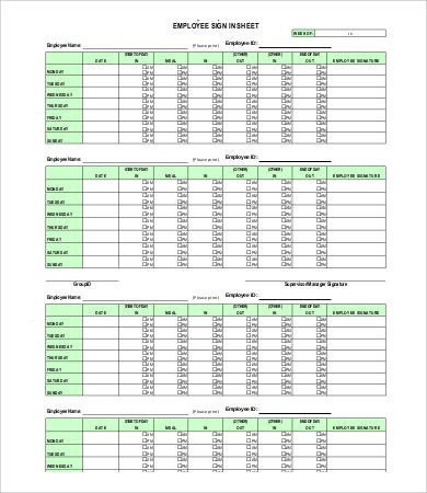 employee sign in sheet weekly template