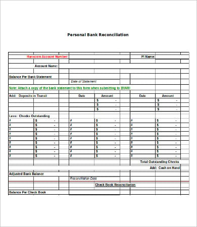 Bank Reconciliation Template 13 Free Excel Pdf Documents