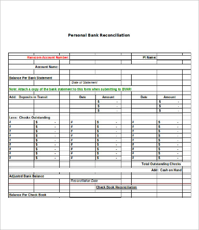 account reconciliation template excel