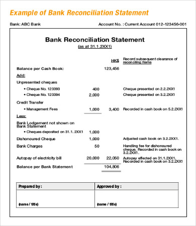 Bank Reconciliation Formula  Examples with Excel Template