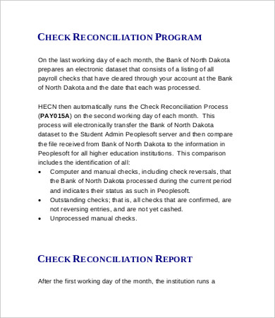 Manual Bank Reconciliation Template