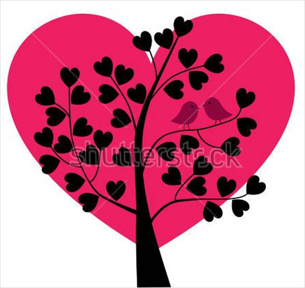 heart tree silhouette