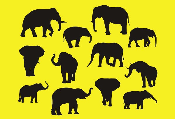 elephant silhouettes set