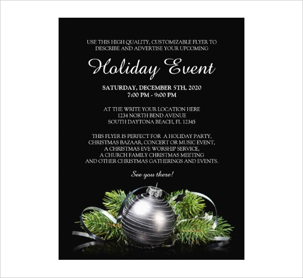 dark holiday event party flyer template