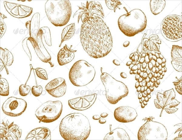 hand drawn fruit patterns