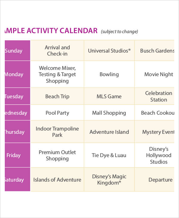 Activity Calendar Templates Navabi Rsd7 Org