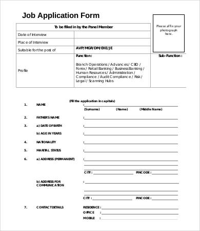 for application bank job form PDF  8 Documents Form  Template Job  Free Application