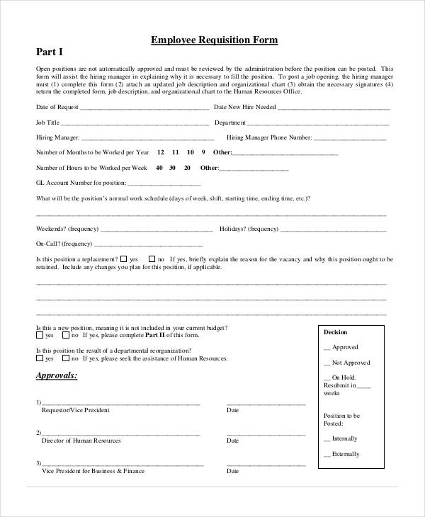 employee requisition form