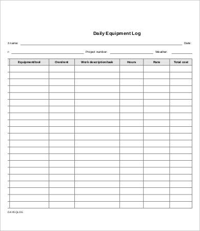 Equipment Log Template - 11+ Free Word, Excel, PDF Format Download ...