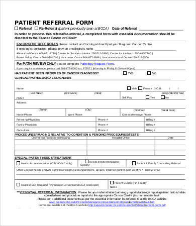 patient referral form template