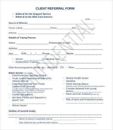 client referral form template