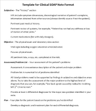 medical soap note template