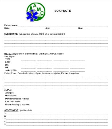 blank soap note template