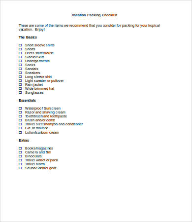 packing checklist 11 free word pdf documents download free