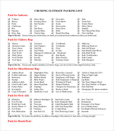 Packing Checklist - 11+ Free Word, PDF Documents Download