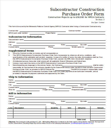 10+ Simple Purchase Order Templates - Word, Docs