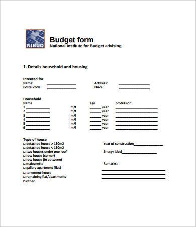 blank budget form