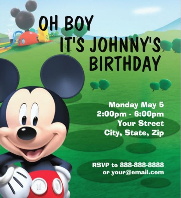 baby mickey mouse birthday invitation