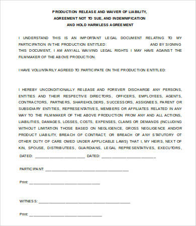 release of liability waiver form