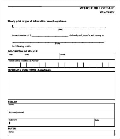 printable bill of sale template 8 free pdf documents download free