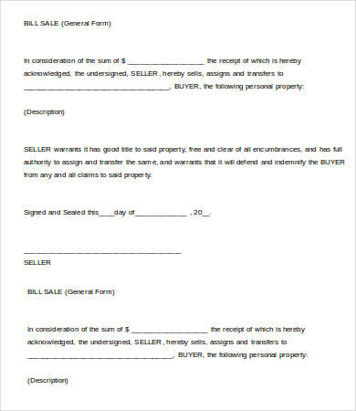 printable bill of sale template 8 free pdf documents download free