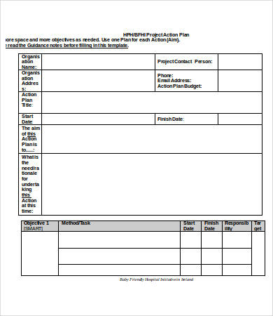 project action plan template word