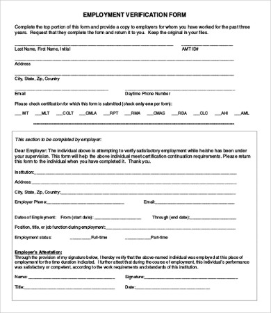 Employment Verification Form