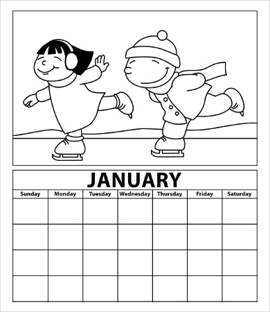 childrens blank monthly calendar