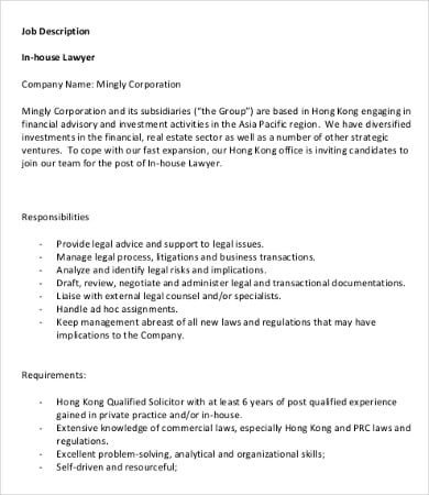 In house legal jobs the lawyer