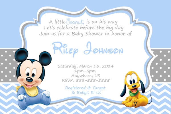 mickey mouse baby shower invitation