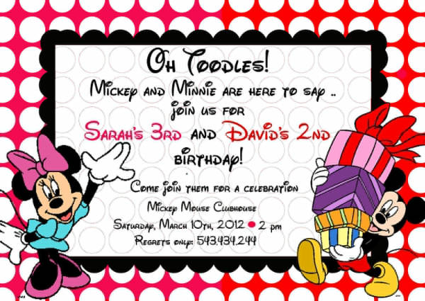 minnie and mickey mouse invitation