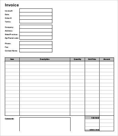 printable invoice form Excel Free 35 Free Invoice  Printable  Template Word,