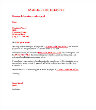 12+ Sample Offer Letters - Free Sample, Example, Format