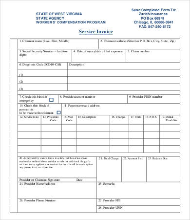 printable service invoice template